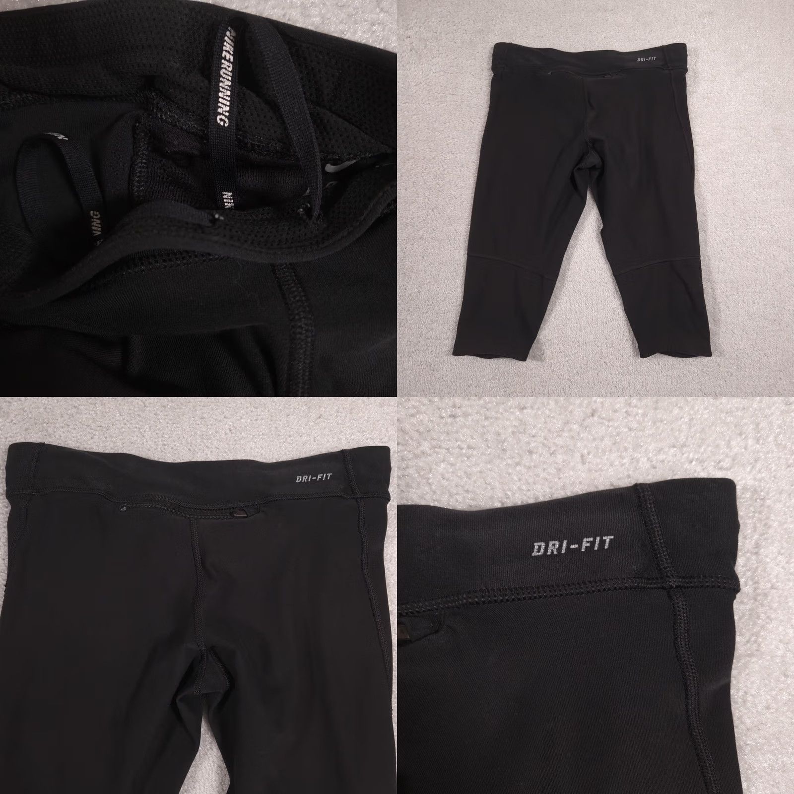 Nike Nike Dri-FIT Pants Womens Small Black Crop Running Leggings Zip Pocket Athletic Size 28" / US 6 / IT 42 - 9 Thumbnail