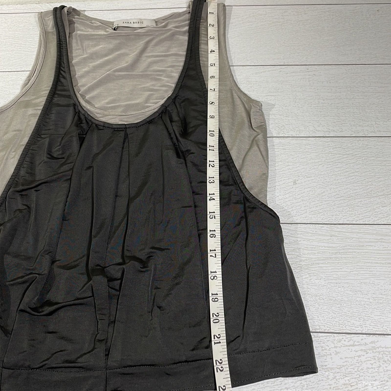 Zara ZARA Basic Small Layered Gray Tank Top Charcoal Light Gray Size S / US 4 / IT 40 - 4 Thumbnail