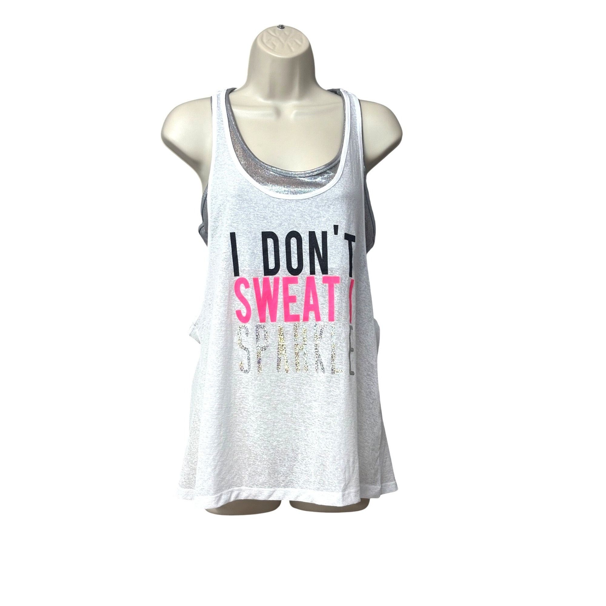 Other Material Girl Active Juniors' Layered-look Graphic Tank Top, Size L / US 10 / IT 46 - 2 Thumbnail