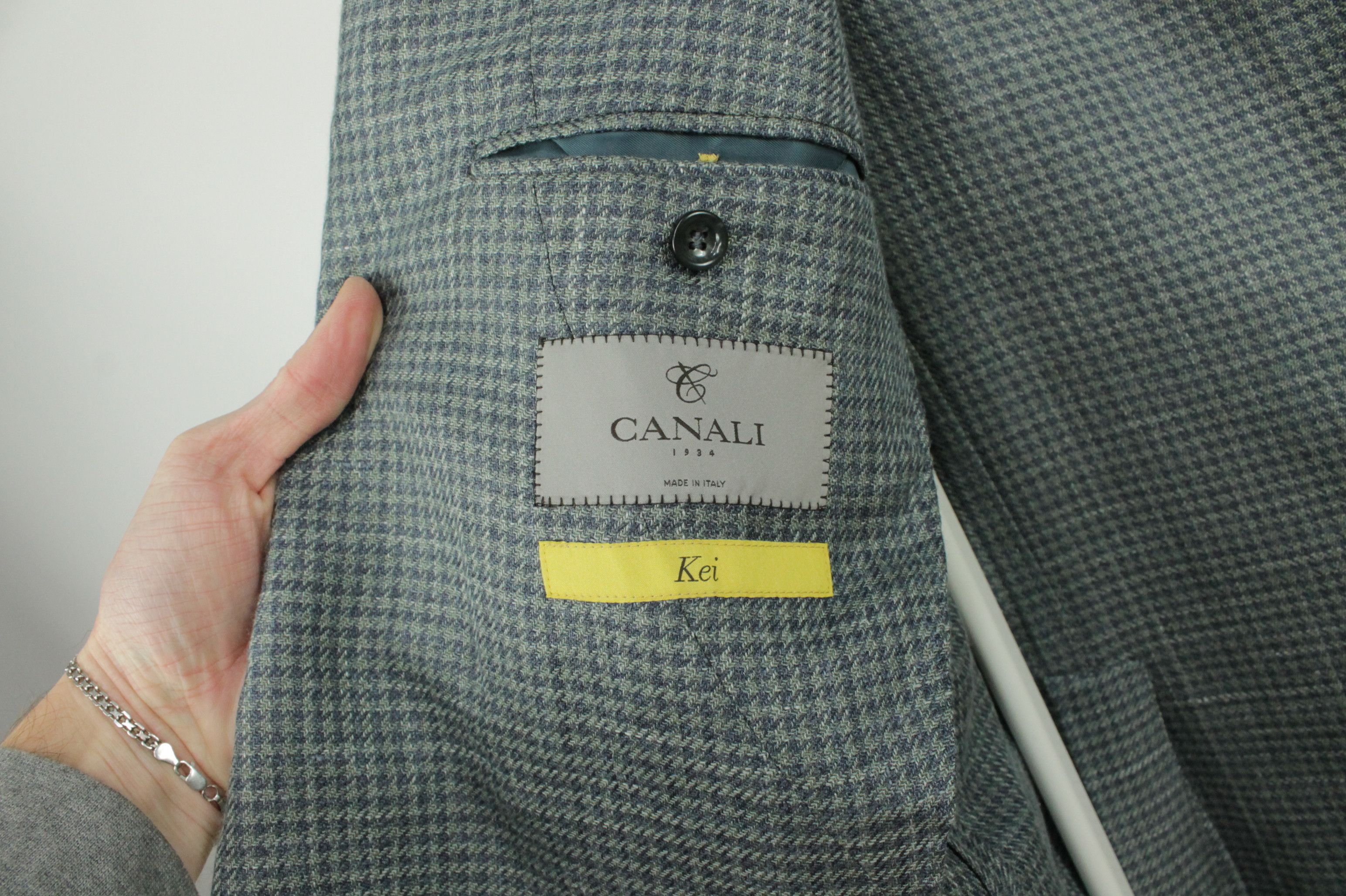 Canali Canali Kei Houndstooth Unlined Linen Silk Wool Sport Jacket Size US L / EU 52-54 / 3 - 7 Thumbnail