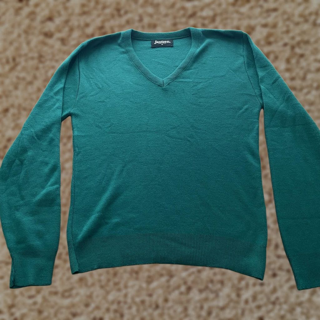 Jantzen VINTAGE Jantzen Sweater Mens Medium V Neck Pullover Knit Made USA Lightweight Classic Green Size US M / EU 48-50 / 2 - 1 Thumbnail