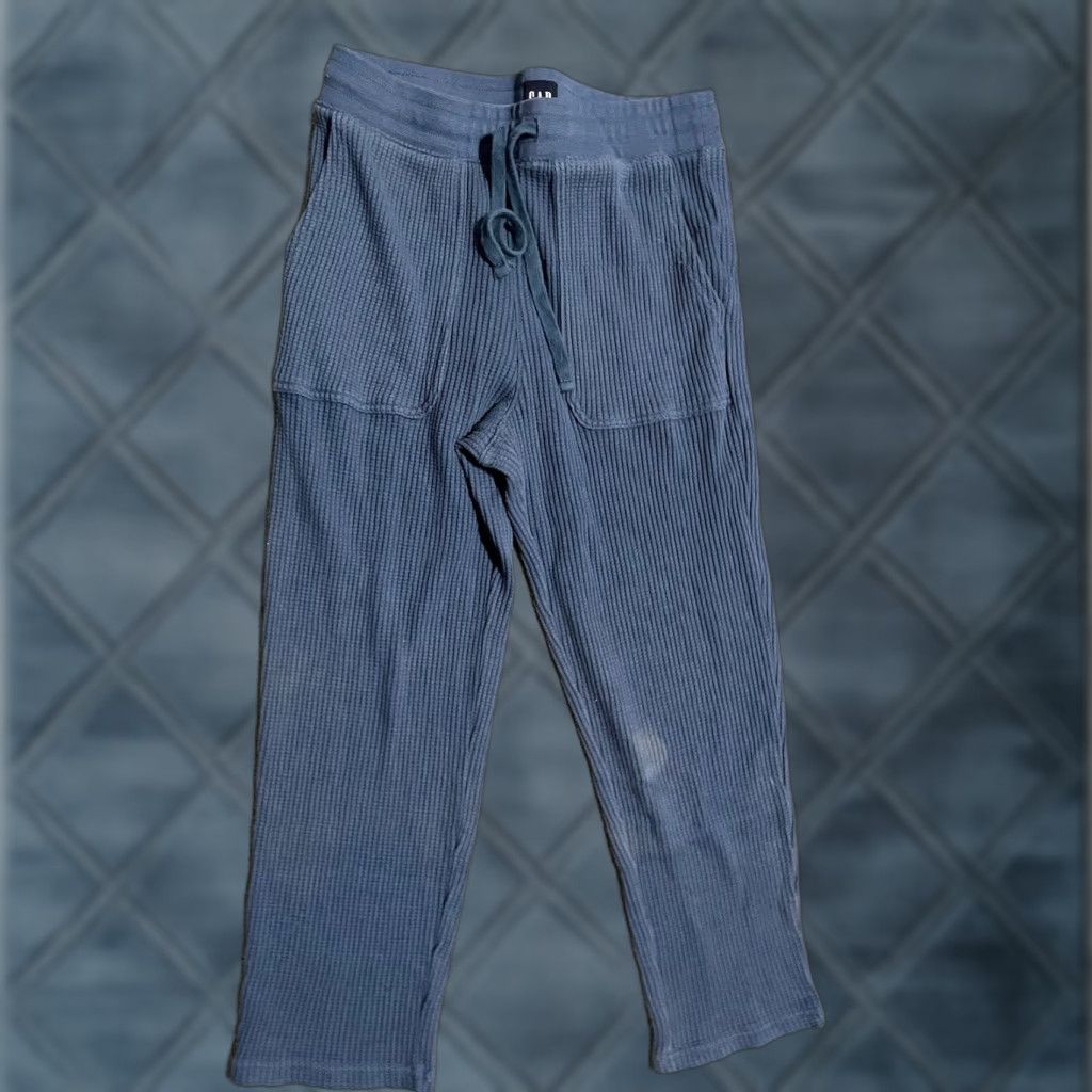 Gap VINTAGE Gap Womens Petite Joggers Sweatpants Activewear Small Pockets Blue Waffle Stretch Size 28" / US 6 / IT 42 - 1 Thumbnail