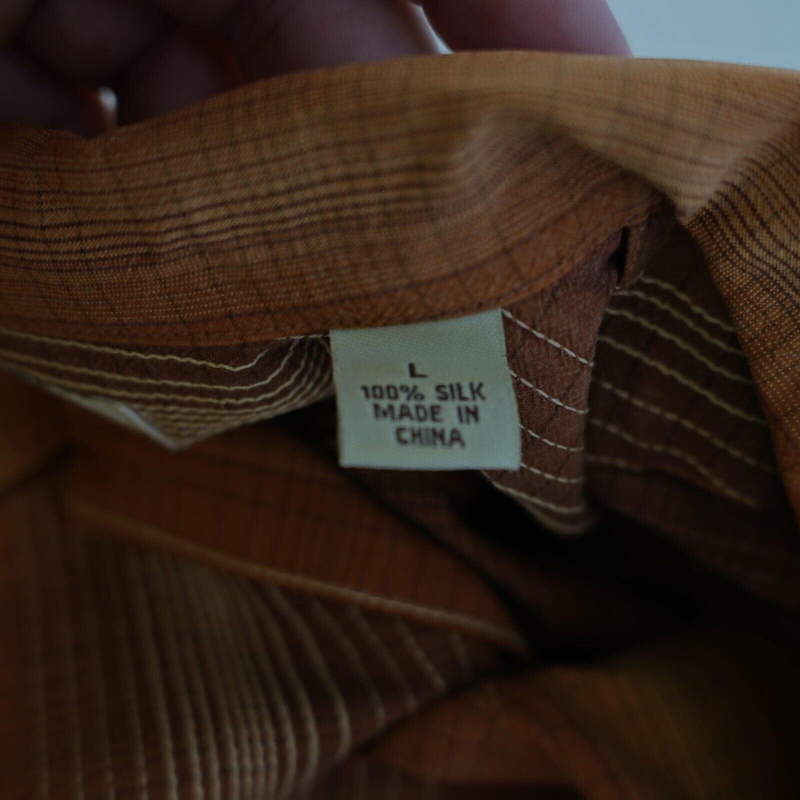 Tommy Bahama Tommy Bahama Orange Brown Silk Hawaiian Large Collared Dress Size US L / EU 52-54 / 3 - 9 Thumbnail
