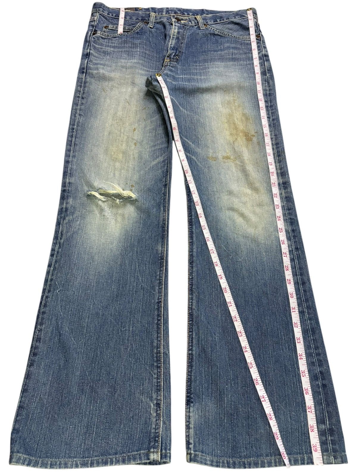 Lee Vintage Lee Rusty Mud Wash Distressed Bootcut Flare Jeans Size US 32 / EU 48 - 13 Thumbnail