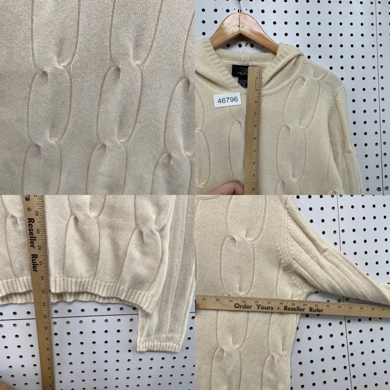 Vintage VINTAGE Pure Cashmere 100% Cashmere Sweater Hoodie Womens XL Beige Cable Knit Soft Size XL / US 12-14 / IT 48-50 - 8 Thumbnail