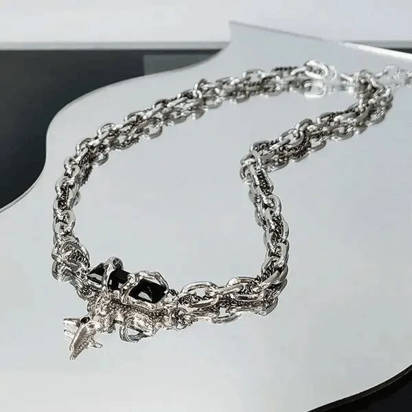 VIBE Silver chain necklace steel cross gothic punk style Size ONE SIZE - 4 Thumbnail