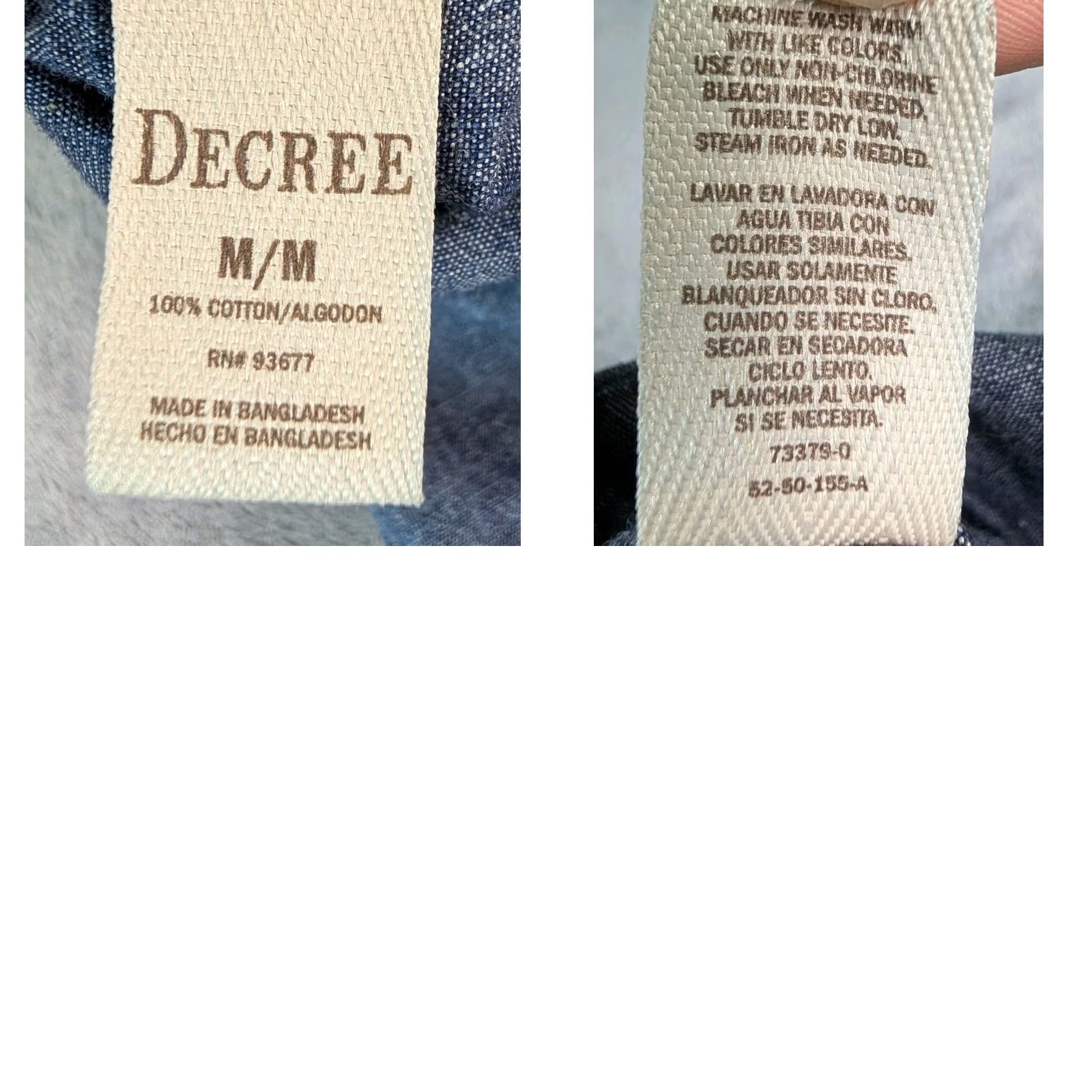 Decree Decree Indigo Dobby Long Sleeve Button-Up Shirt Men M Blue Vintage 90s Workwear Casual Distressed Cotton Chambray/Indigo Dobby/Outdoor Size US M / EU 48-50 / 2 - 8 Thumbnail