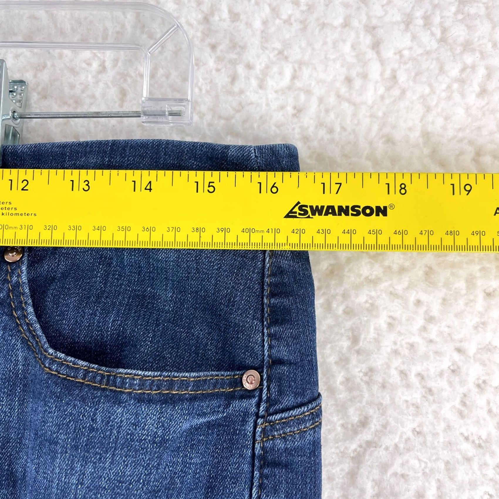 Vintage Chico's Jeans Womens Size 8 Blue Straight Leg Mid Rise So Slimming Denim Stretch Pockets Classic 5-Pocket Design Size 30" / US 8 / IT 44 - 7 Thumbnail