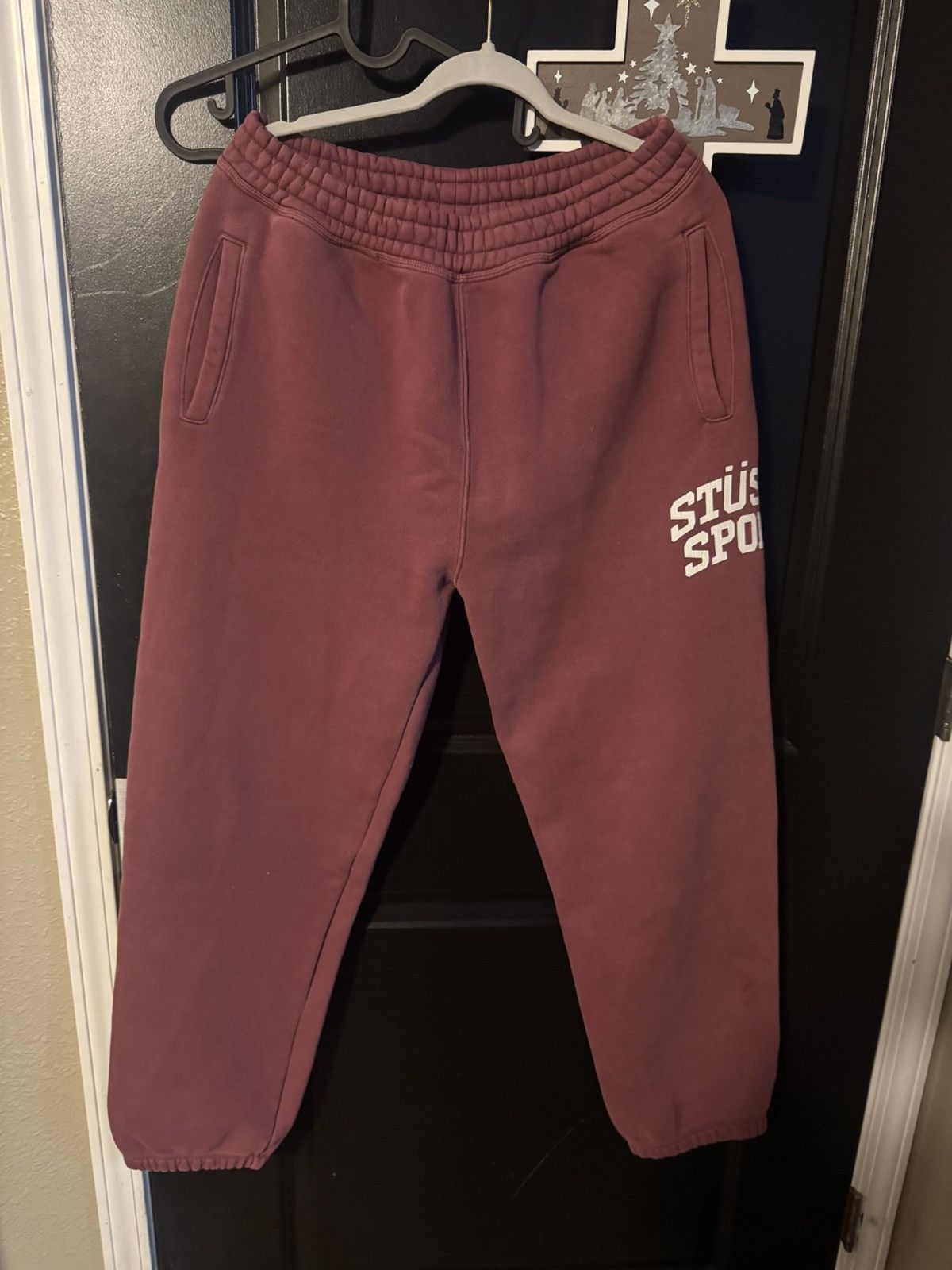 Stussy Stussy sports maroon sweatpants size M Size US 34 / EU 50 - 1 Thumbnail