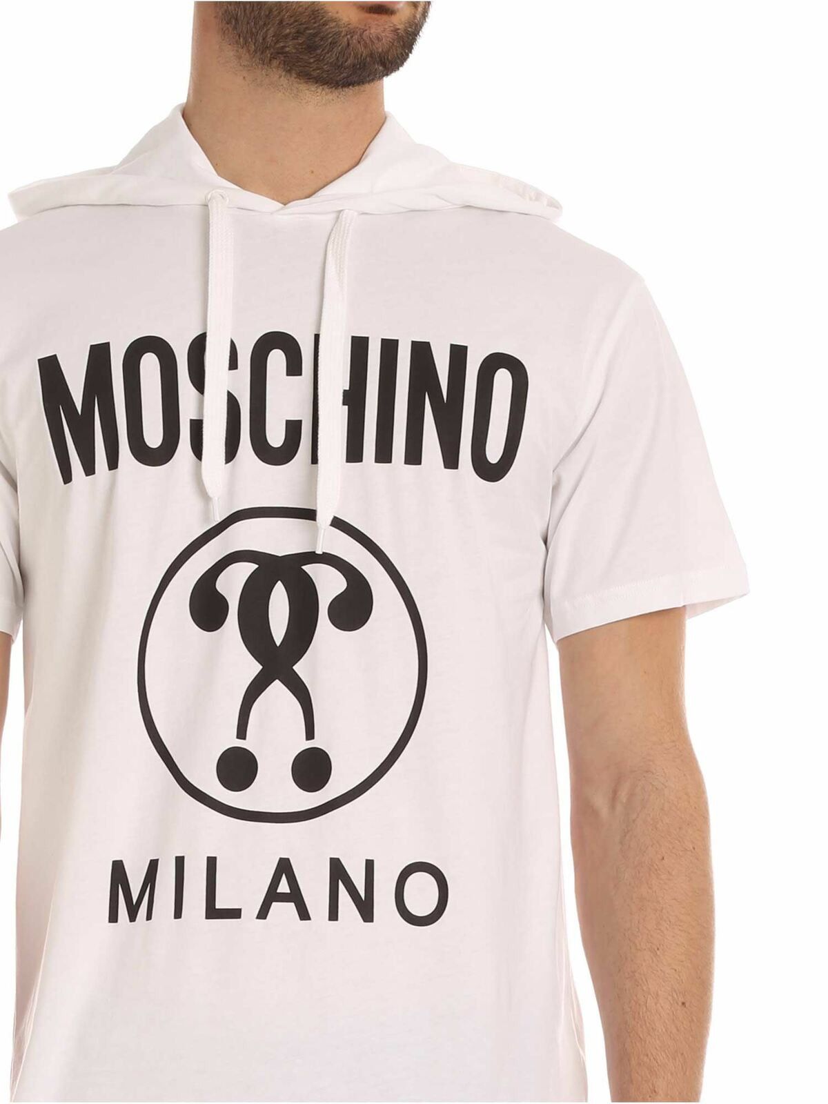 Moschino o1y0225 Logo Hooded T-Shirt in White Size US S / EU 44-46 / 1 - 2 Thumbnail