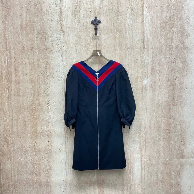 Gucci Gucci Show red and blue striped V-neck puff sleeve dress 25 Size S / US 4 / IT 40 - 2 Thumbnail