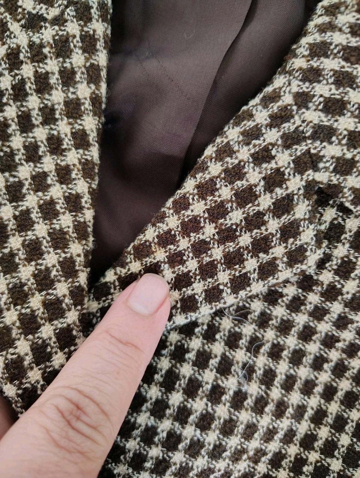 Ann Taylor Vintage Grandpa Ann Taylor Brown Tan Plaid Blazer Coat Wool Size XS / US 0-2 / IT 36-38 - 6 Thumbnail