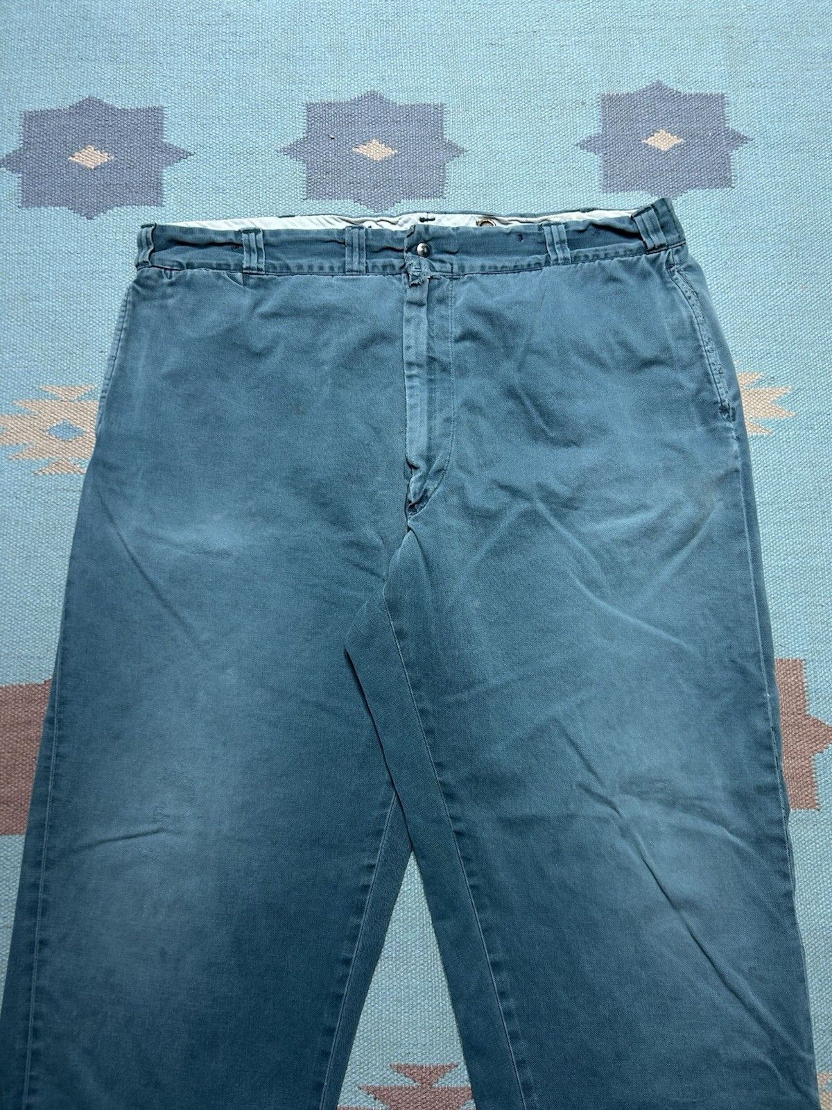 Vintage Vtg 1950s chino twill work pants sage green sail cloth 42x29 Size US 42 / EU 58 - 4 Thumbnail