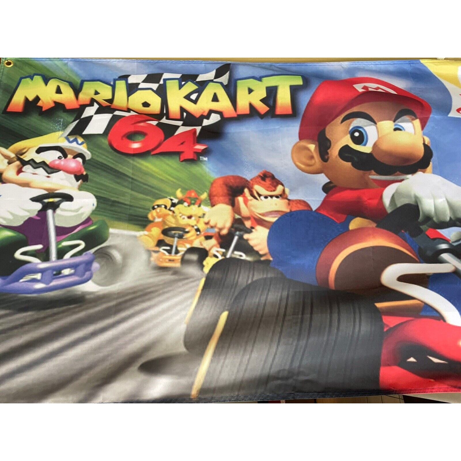 Other Mario Kart 64 5ft Flag Nintendo N64 1997 Banner Poster Size ONE SIZE - 2 Thumbnail