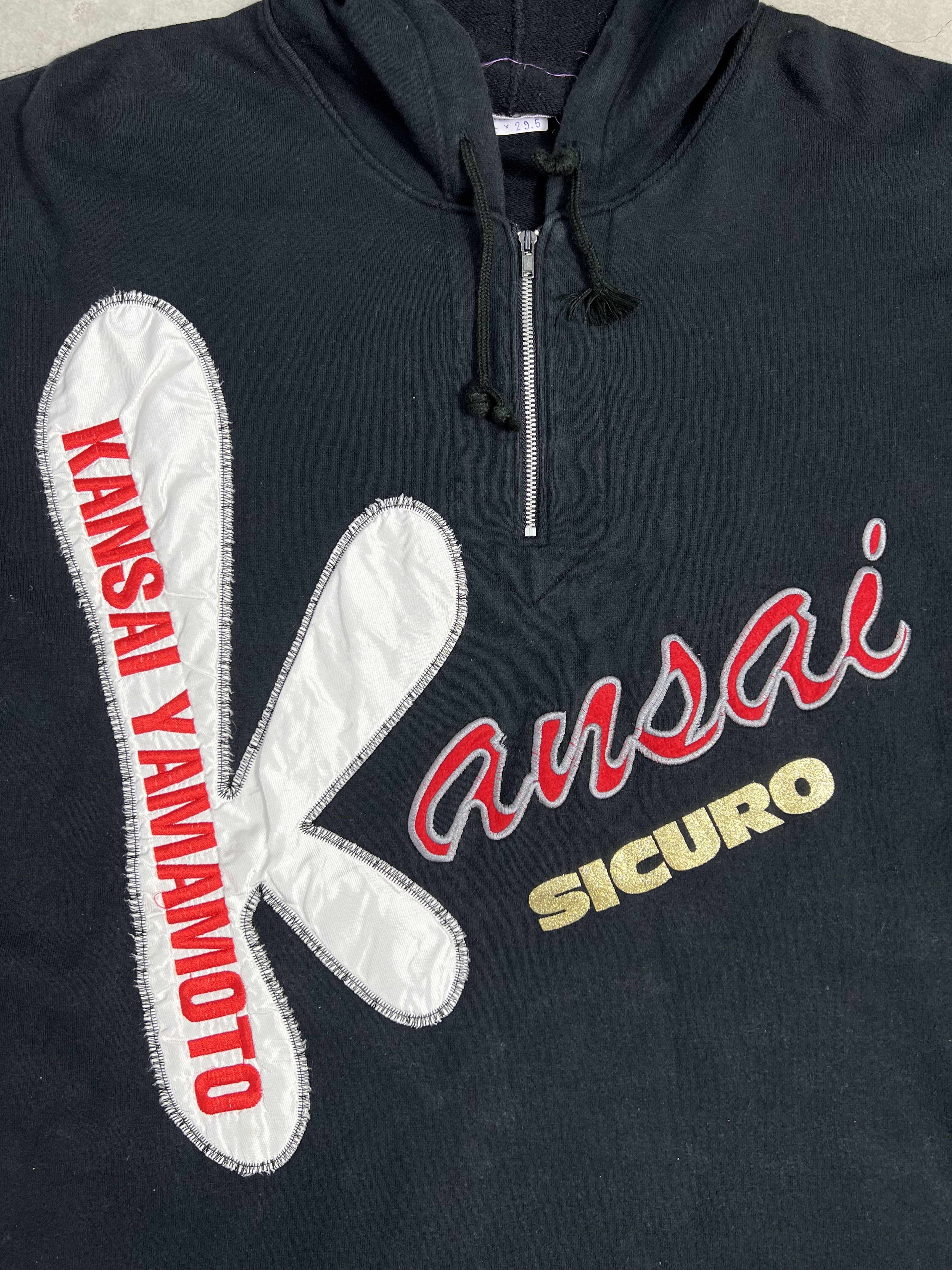Japanese Brand Vintage Kansai Yamamoto Sicuro Half Zip Hoodie (XL) GTMD628 Size US XL / EU 56 / 4 - 2 Thumbnail