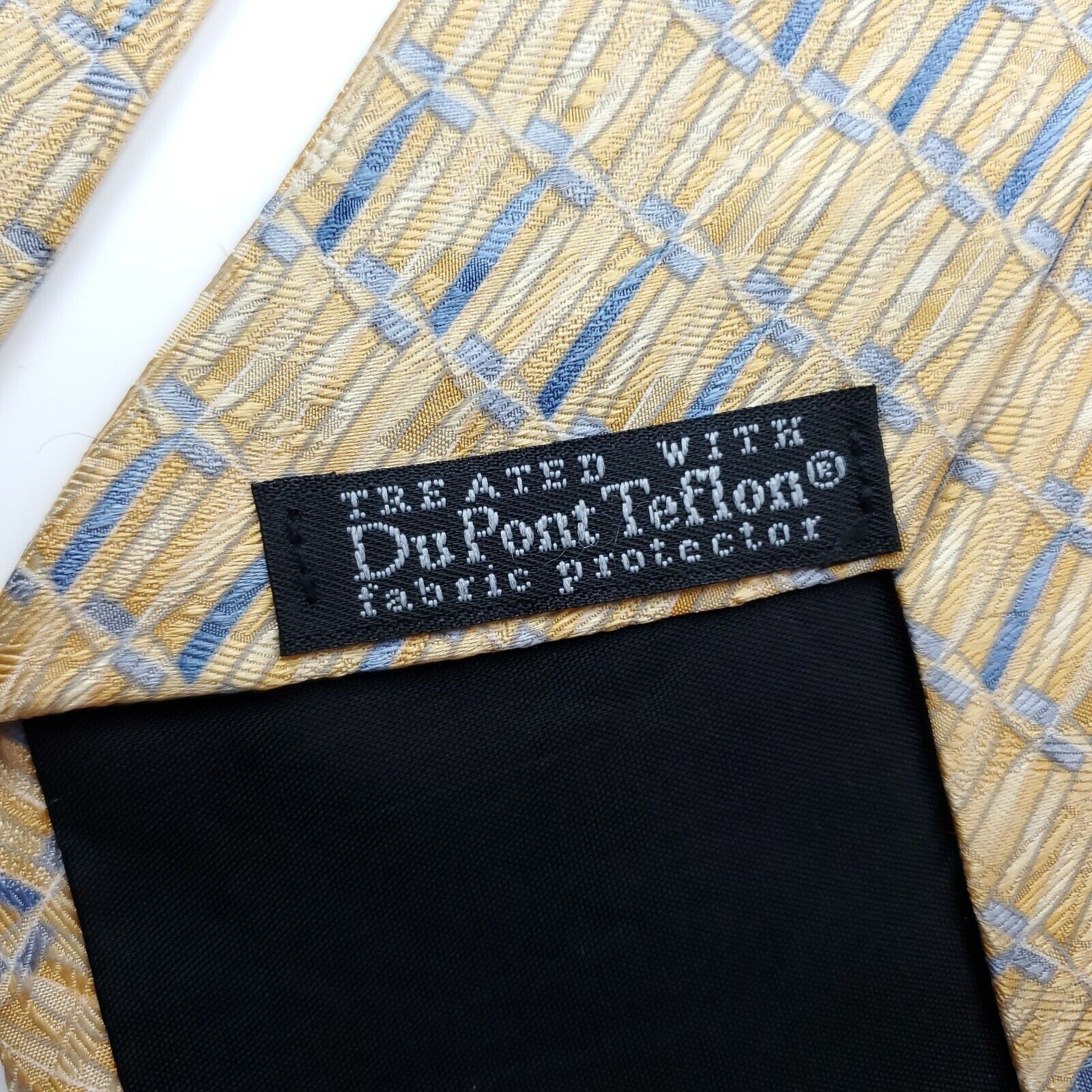Vintage Geoffrey Beene DuPont Teflon Yellow Geometric Silk Tie Size ONE SIZE - 4 Thumbnail