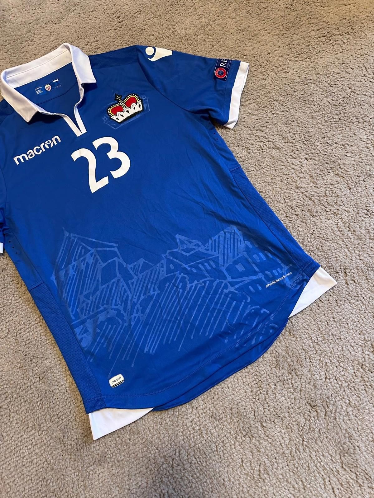 Macron LICHTENSTEIN 2018 2019 SHIRT JERSEY L MATCH WORN #23 HOFER Size US L / EU 52-54 / 3 - 2 Thumbnail