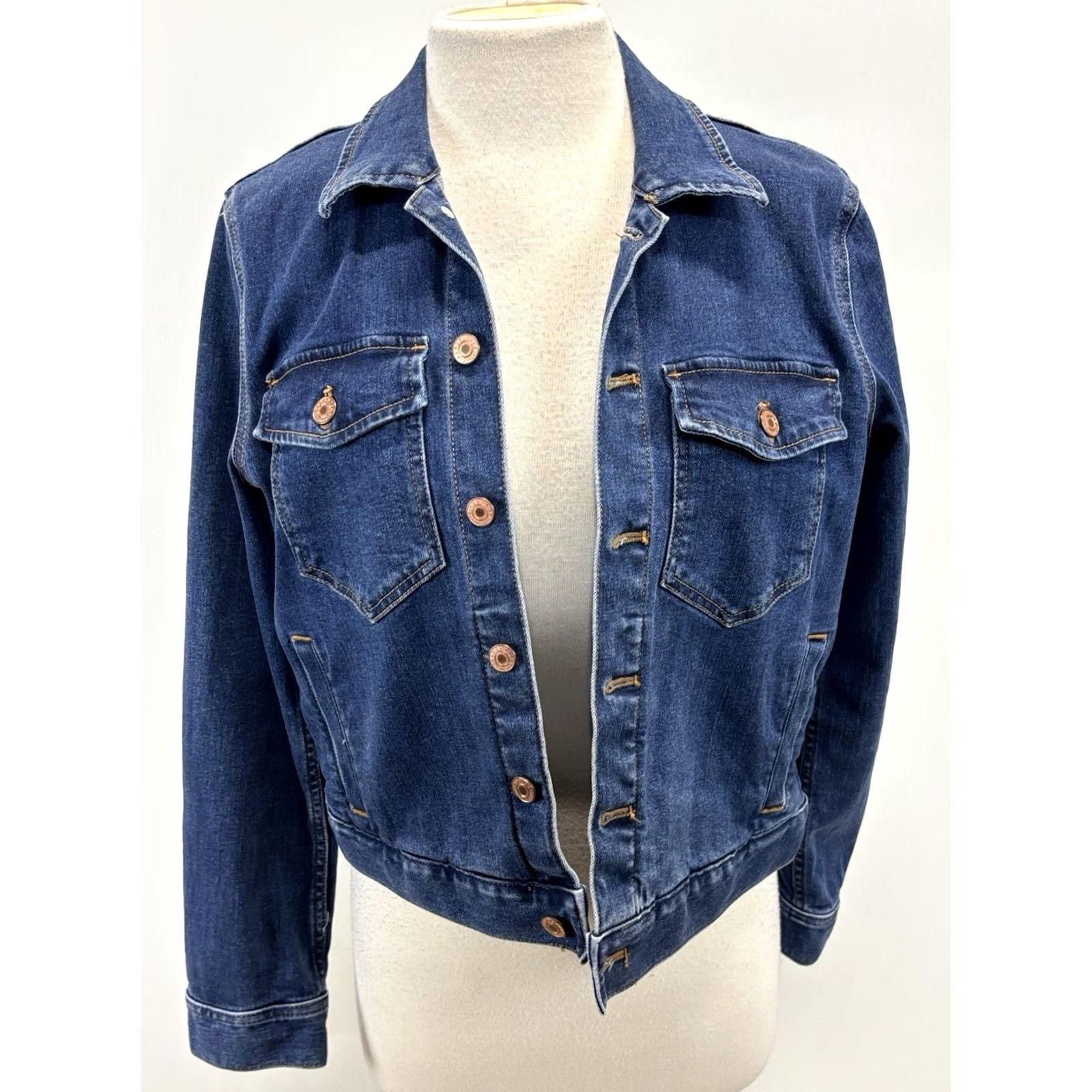 J.Crew J.CREW Mercantile Denim Trucker Jacket Blue Womens M Stretch Regular Jacket Modern Classic Outdoor Preppy Mens Womens Girls not applicable Size M / US 6-8 / IT 42-44 - 6 Thumbnail