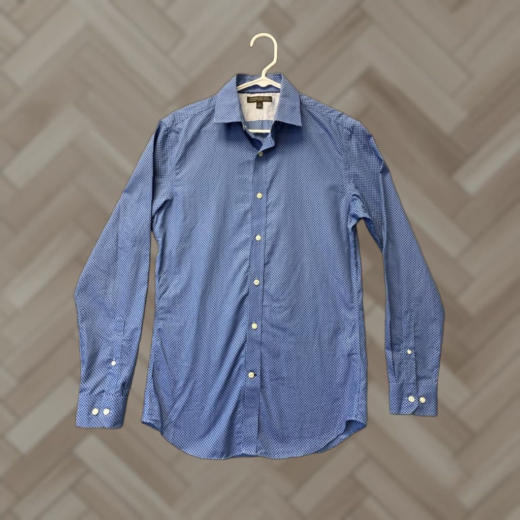 Banana Republic VINTAGE Banana Republic Shirt Button-Up Long Sleeve Men S Blue Geometric Pattern All Seasons Size US S / EU 44-46 / 1 - 1 Thumbnail