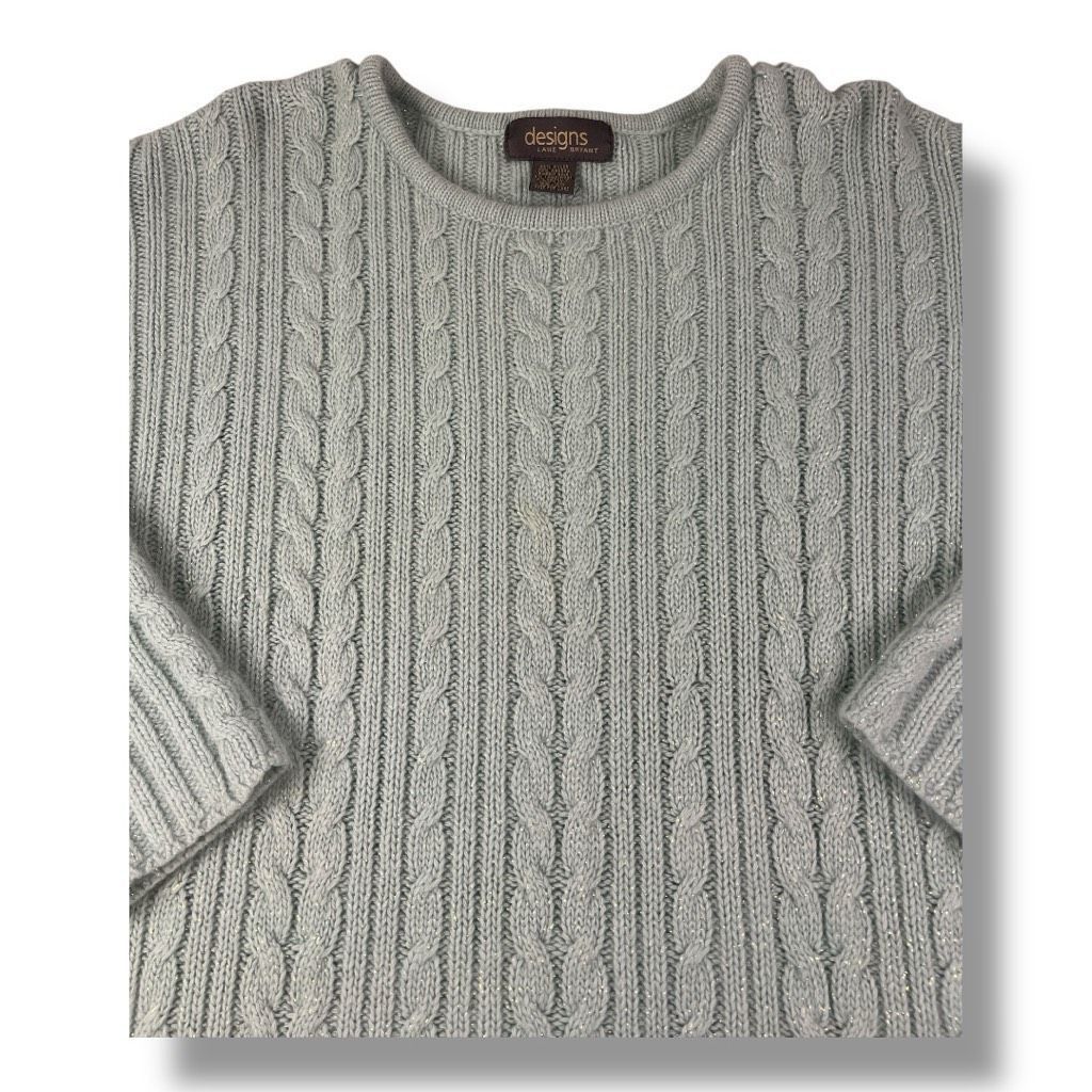 Other Designs by Lane Bryant Metallic Rabbit Hair Lambswool Green Size 3XL / US 20-22 - 3 Thumbnail