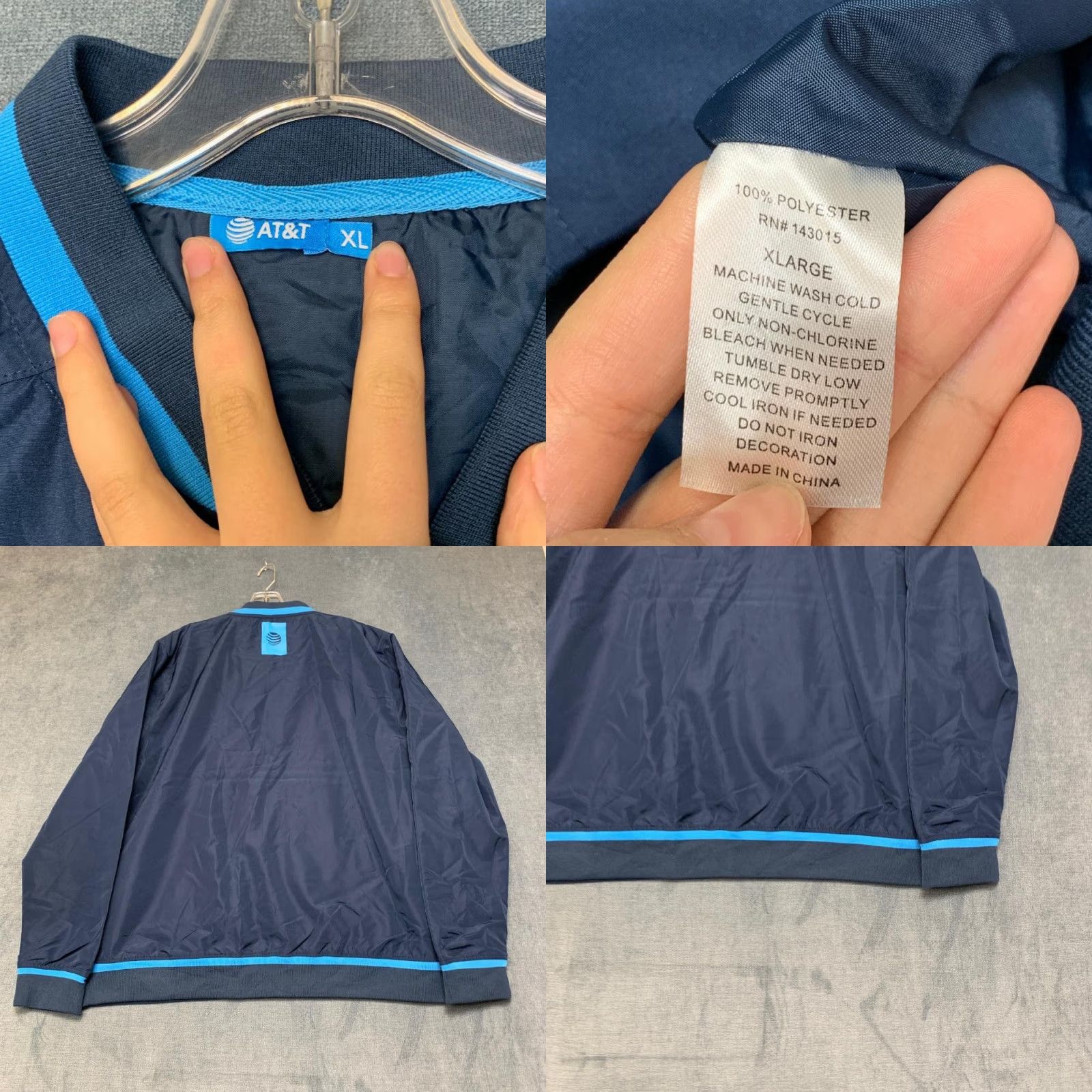 Logo 7 AT&T Bomber Jacket Womens XL Navy Full Zip Pockets Spellout Logo Uniform Work Size XL / US 12-14 / IT 48-50 - 8 Thumbnail
