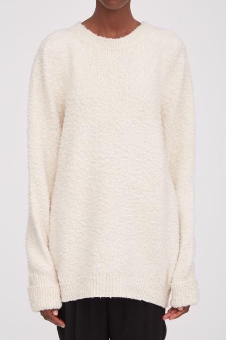 Maison Margiela o1bcso1str0526 Textured Cotton Sweater in Off White Size XS / US 0-2 / IT 36-38 - 1 Thumbnail