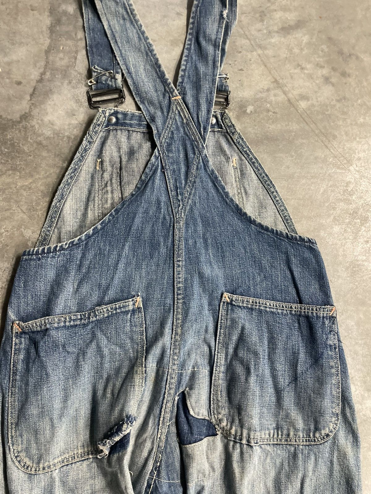 Vintage 40s Wreath Button Selvedge Denim Overalls