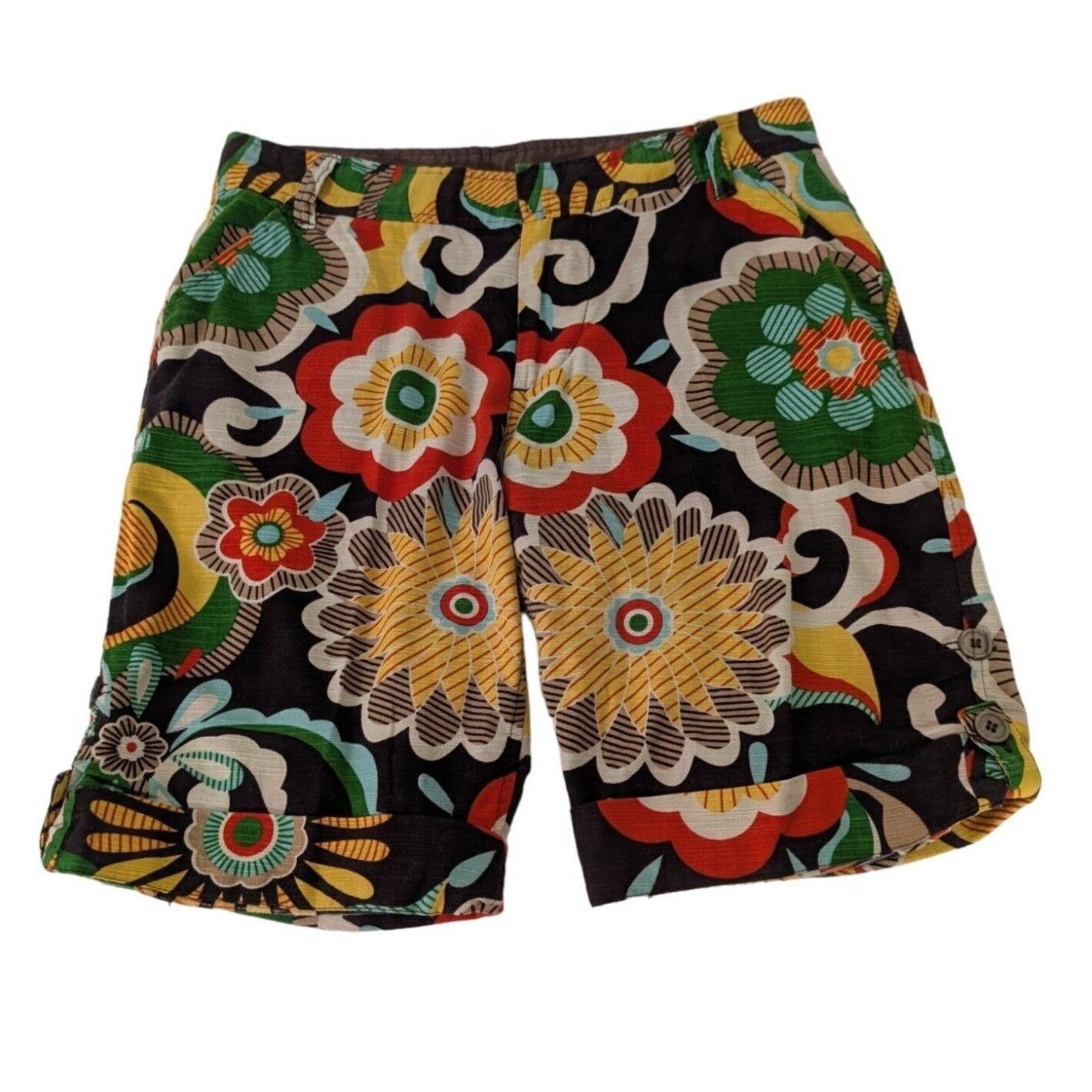 KAVU Kavu Floral Bermuda Shorts Womens Size 10 Brown Cotton Retro Size 32" / US 10 / IT 46 - 1 Thumbnail