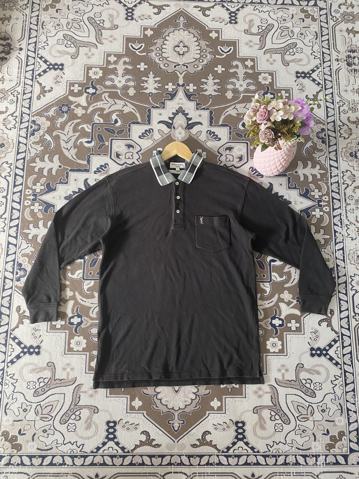 Yves Saint Laurent YVESSAINTLAURENT LONG SLEEVE POLO Size US L / EU 52-54 / 3 - 1 Thumbnail