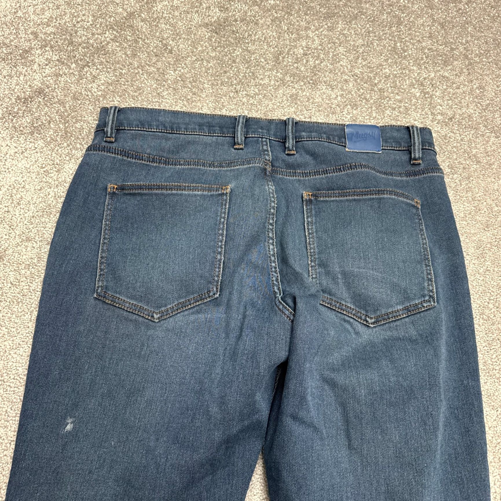Denime Mugsy Woodys Denim Jeans Men 36x32 Dark Wash Straight Flex Stretch Lined Size US 36 / EU 52 - 7 Thumbnail