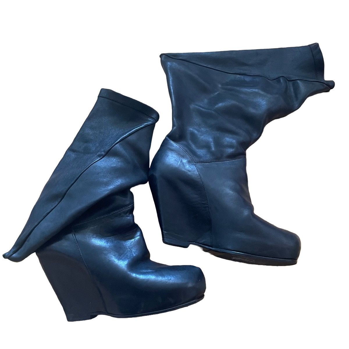 ブーツその他 Rick Owens wedge ankle boot Rick Owens black turbo ankle boots with peak wedge
