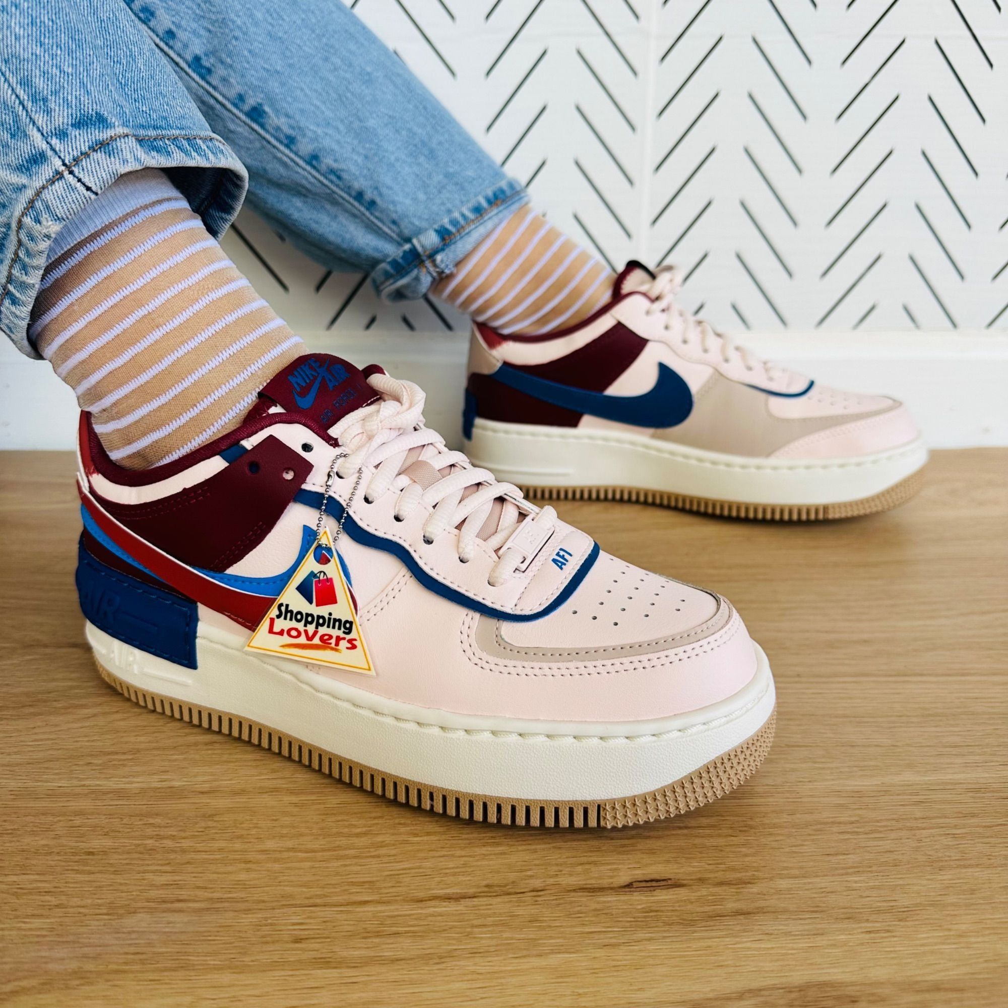 image of 10 Women Shoes Nike Air Force 1 Low Shadow Pink Burgundy S