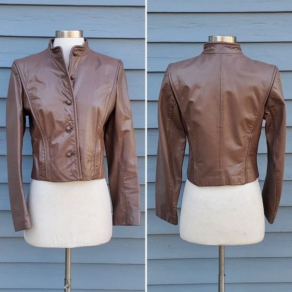 Vintage Vintage 70s Brown Leather Boho Cowgirl Western Bolero Croppe Size S / US 4 / IT 40 - 1 Thumbnail