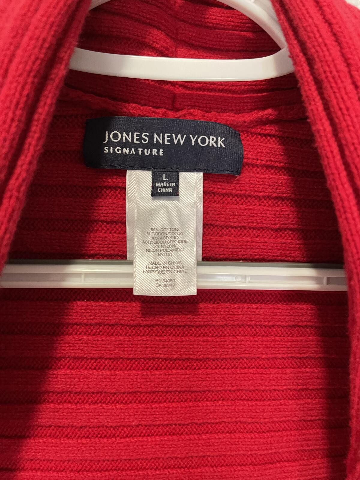 Other Jones New York Signature Red Ribbed Knit Open Cardigan Swe | Size L / US 10 / IT 46 - 2 Thumbnail