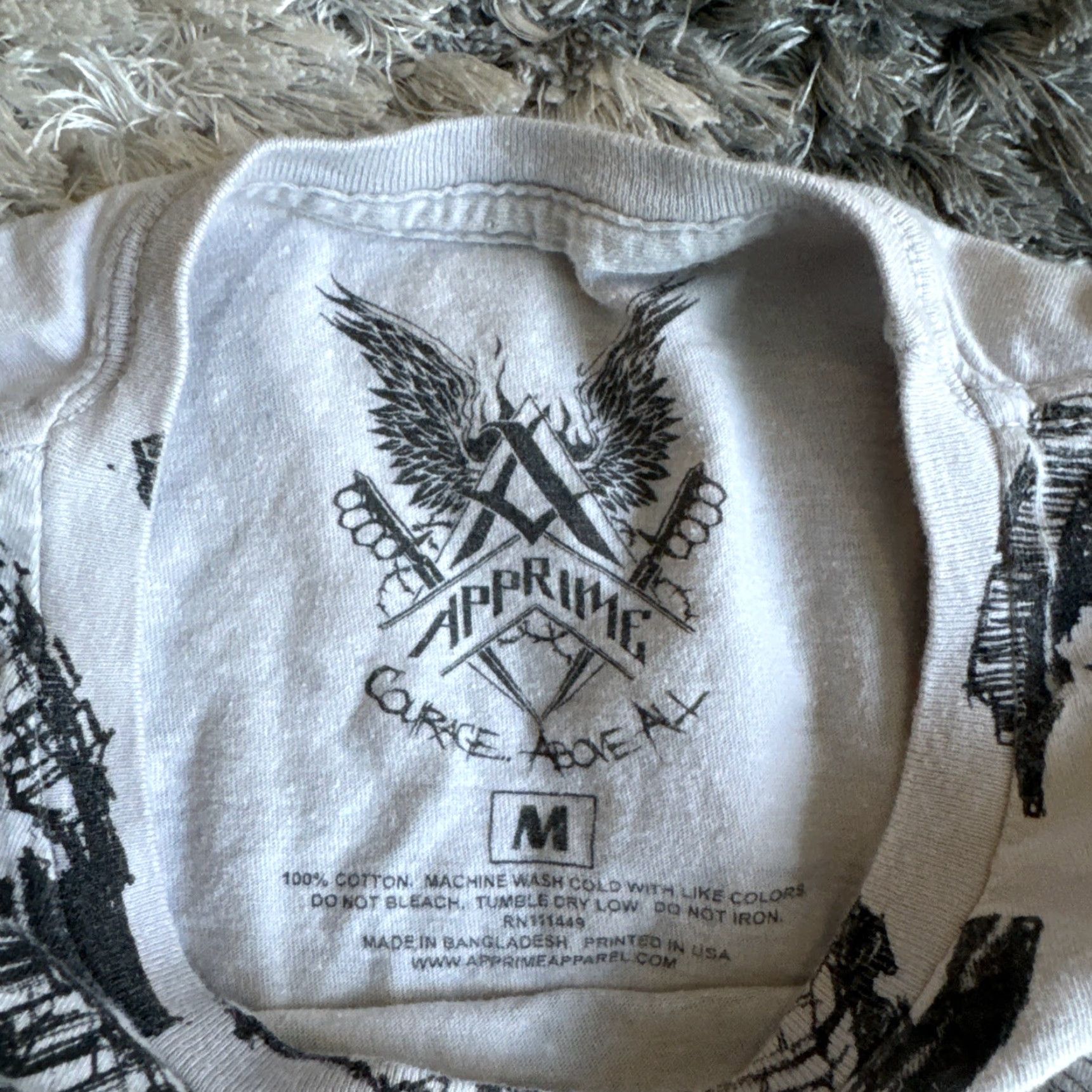 Vintage Apprime T-Shirt Men White Army Short Sleeve M Y2K AOP Graphic War Graphic Size US M / EU 48-50 / 2 - 3 Thumbnail