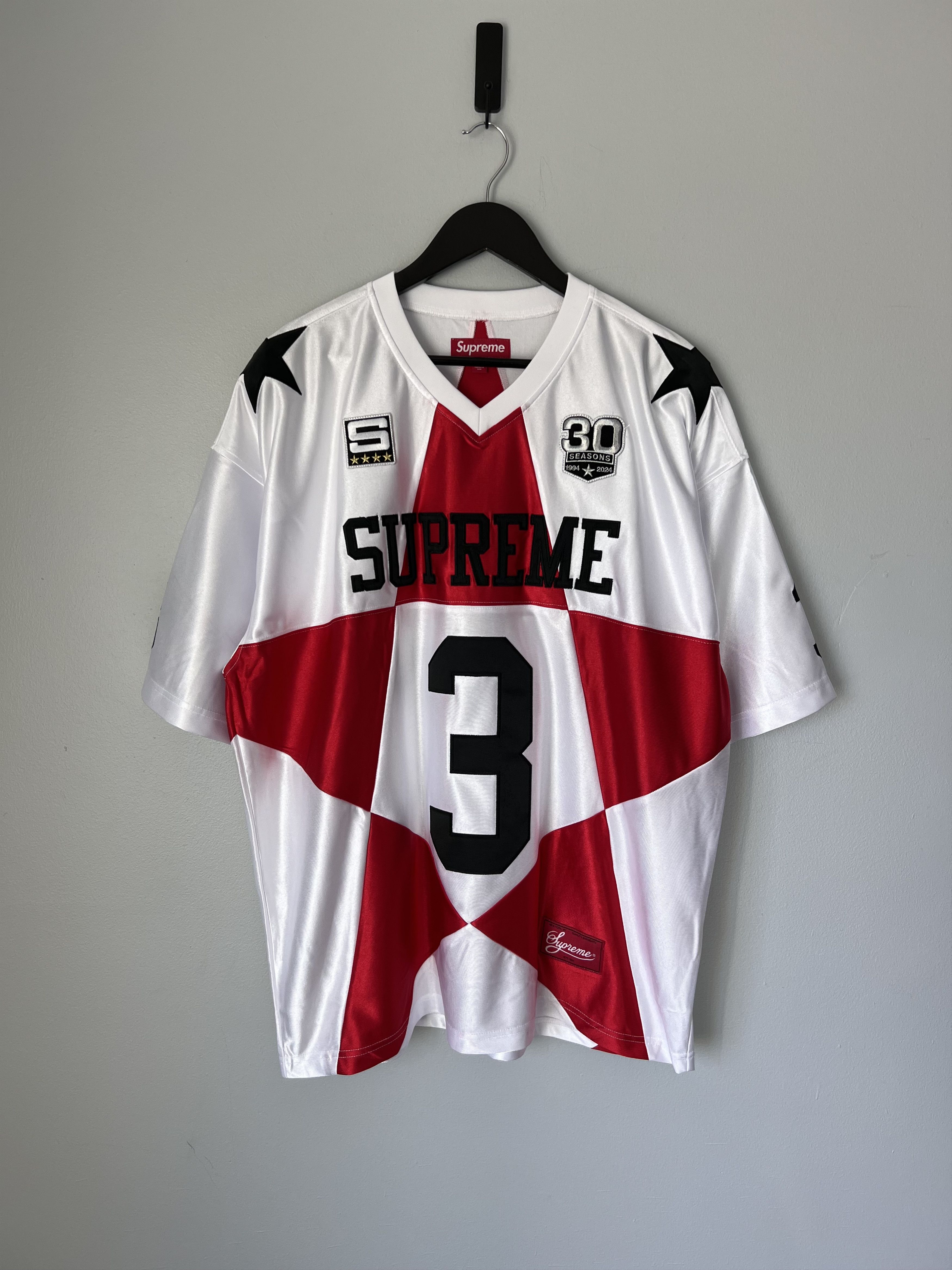 Supreme Supreme Star Football Jersey in White Red | Grailed