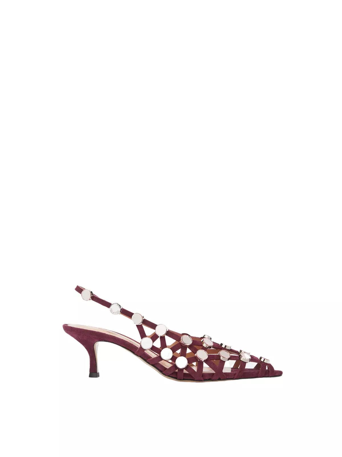 THE ATTICO Grid Burgundy/Pink Suede 50mm Slingback Pumps