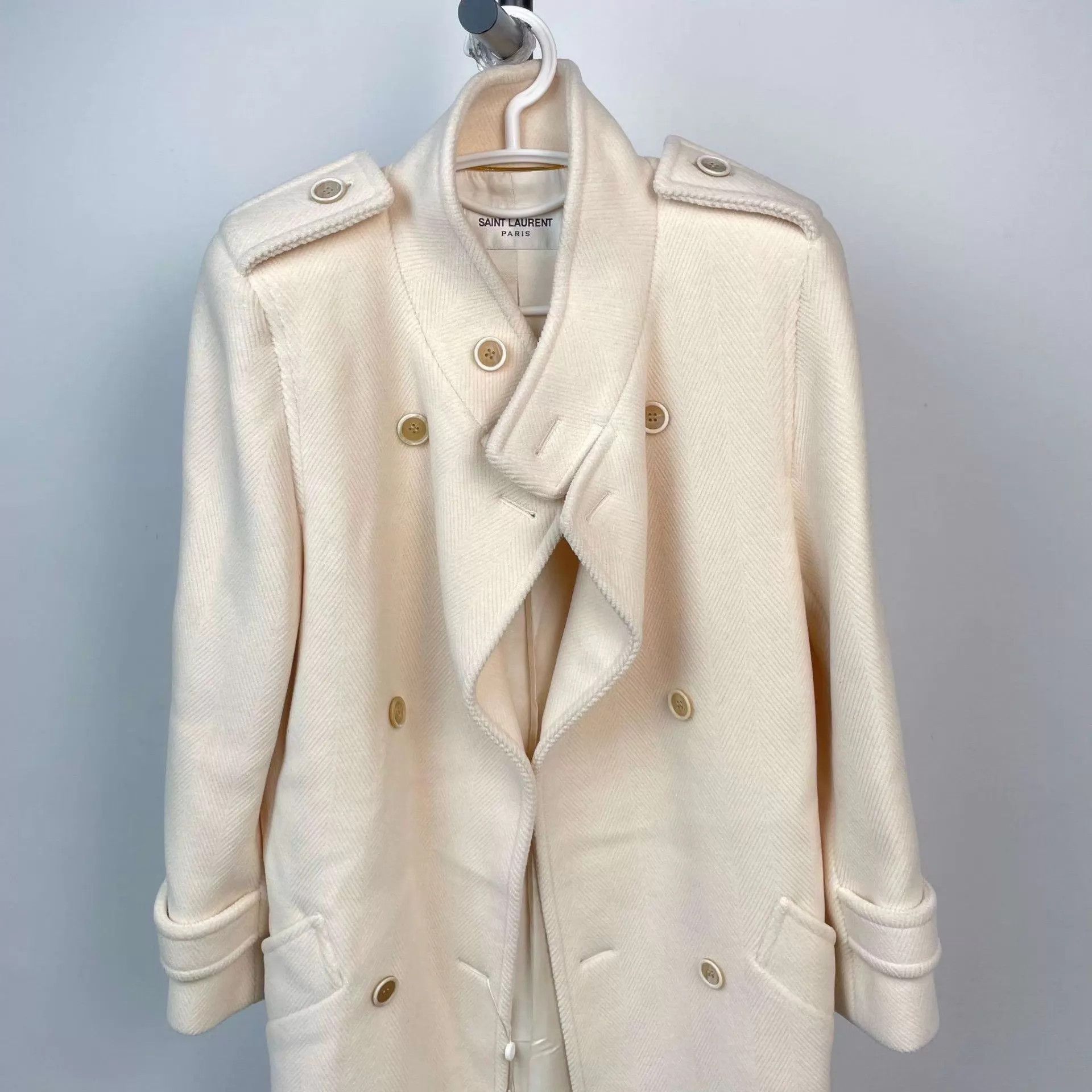 Yves Saint Laurent YSL Cashmere Long Beige Coat 36 Size XS / US 0-2 / IT 36-38 - 9 Thumbnail