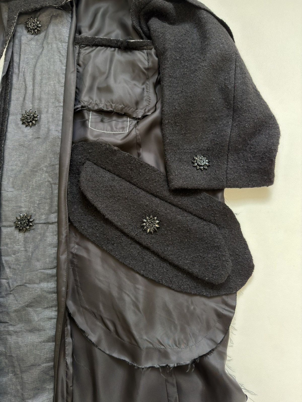 Raf Simons S/S 19 Black ‘Big Lining Coat With Wool Sleeves’ Size US M / EU 48-50 / 2 - 8 Thumbnail