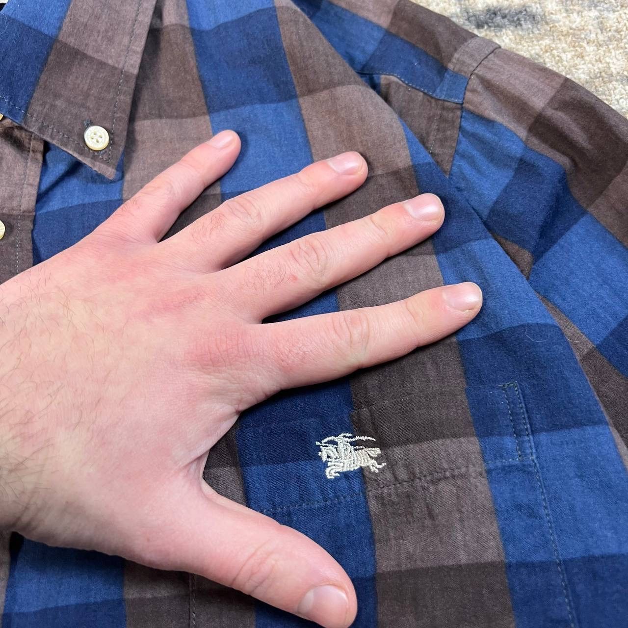 Burberry Burberry Miini Logo Luxury Checkered Button Up Shirt Size US XL / EU 56 / 4 - 3 Thumbnail