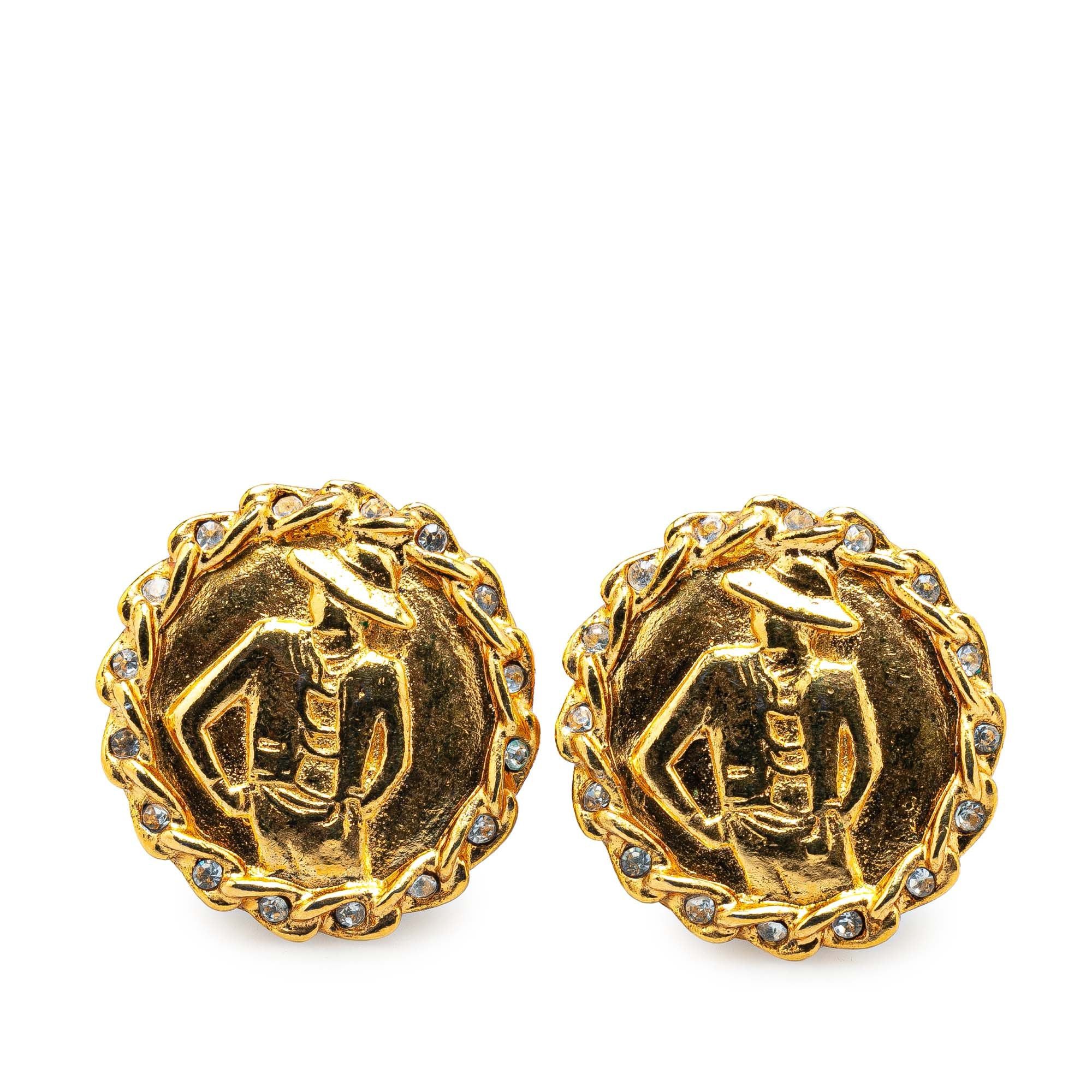 Chanel Chanel Gold Plated Mademoiselle Clip On Earrings Gold Size ONE SIZE - 1 Thumbnail