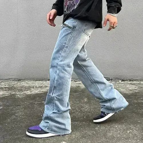 Japanese Brand VIBE Y2K Fashion Zipper Retro Washed Baggy Flare Jeans Size US 36 / EU 52 - 4 Thumbnail