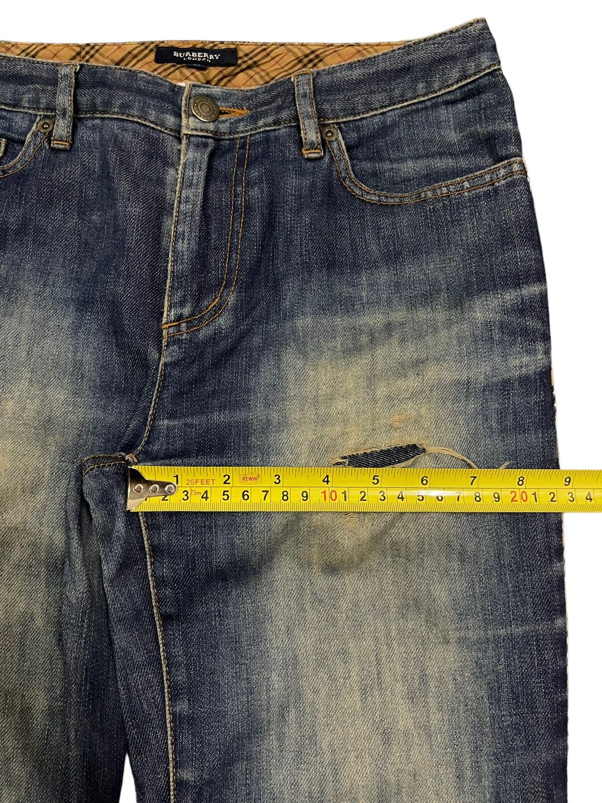 Burberry Vintage Burberry Blue Wash Style Checked Line Flare Jeans Size US 29 - 13 Thumbnail