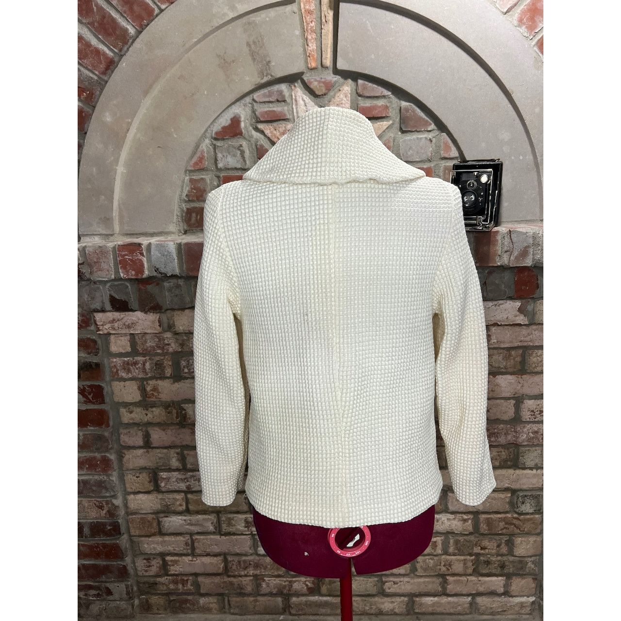Vintage Blazer double breasted waffle knit cream 1950s oversized Size L / US 10 / IT 46 - 7 Thumbnail