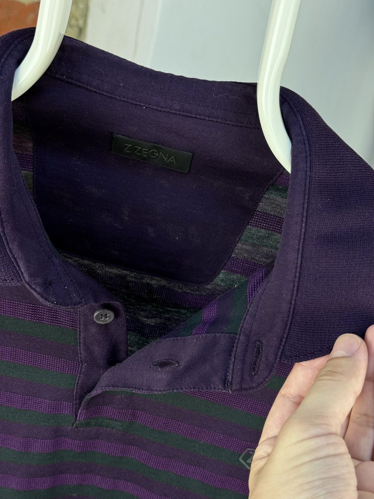 Designer × Ermenegildo Zegna × Z Zegna Ermenegildo Z Zegna Purple Striped Short Sleeve Polo Shirt Size US M / EU 48-50 / 2 - 8 Thumbnail