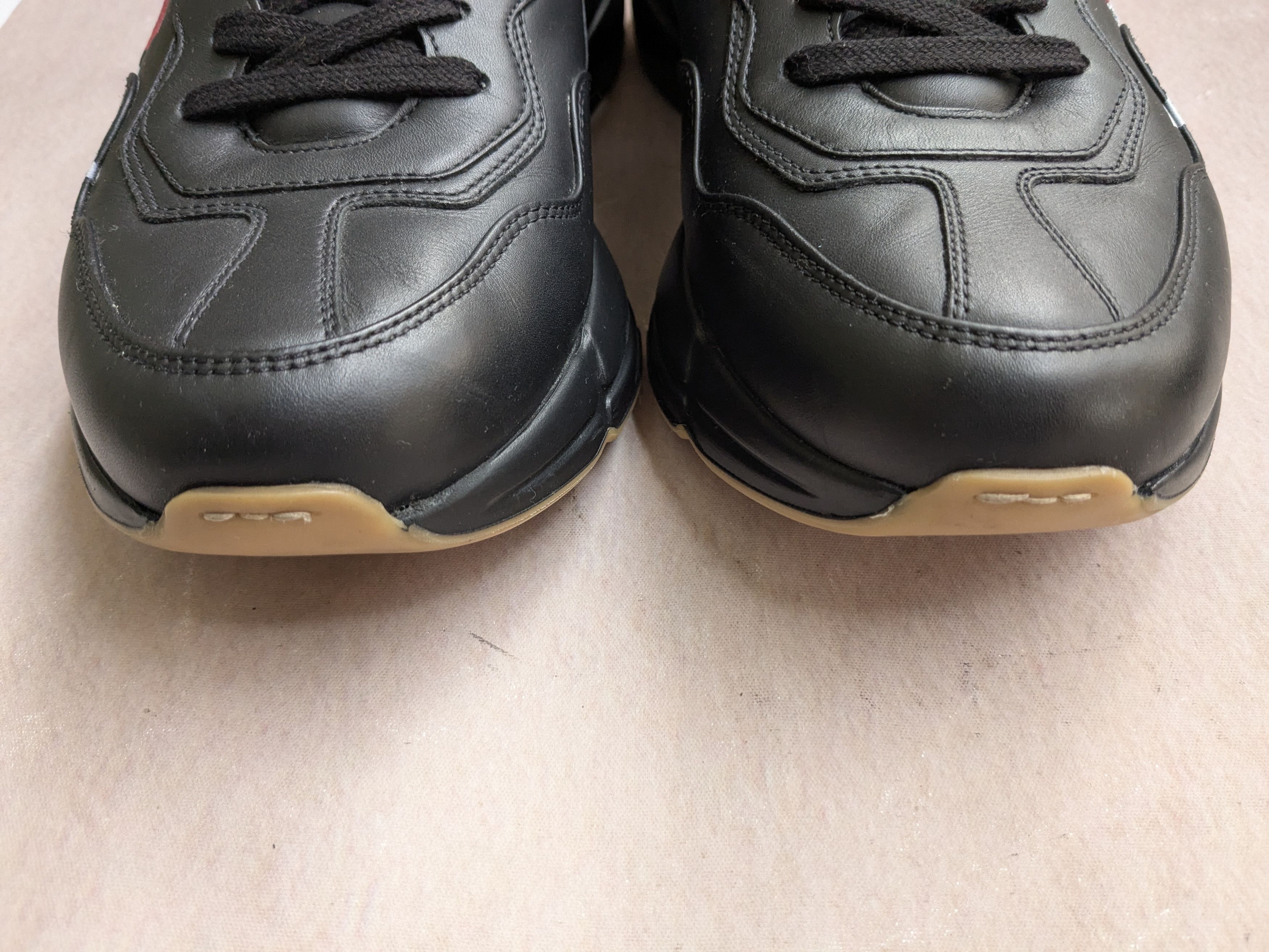 Gucci Gucci Rython Sneakers 523535 Web Print Black Leather Size US 9.5 / EU 42-43 - 2 Thumbnail