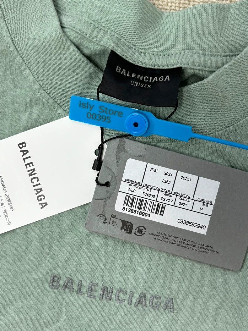 Balenciaga Balenciaga Mint green embroidered logo short sleeve T-shir Size US M / EU 48-50 / 2 - 4 Thumbnail