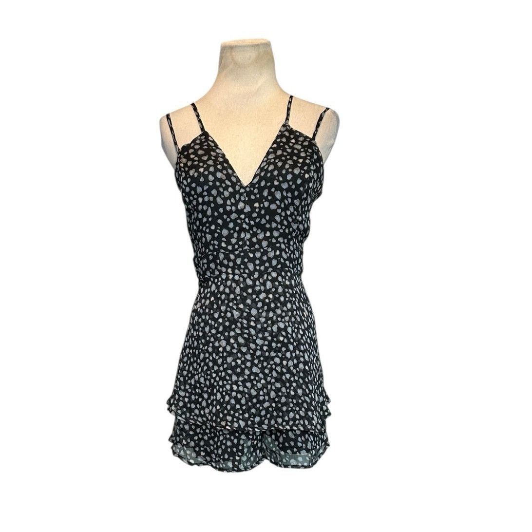 Anthropologie Le Lis black gray print ruffled romper size Large Size L / US 10 / IT 46 - 21 Thumbnail