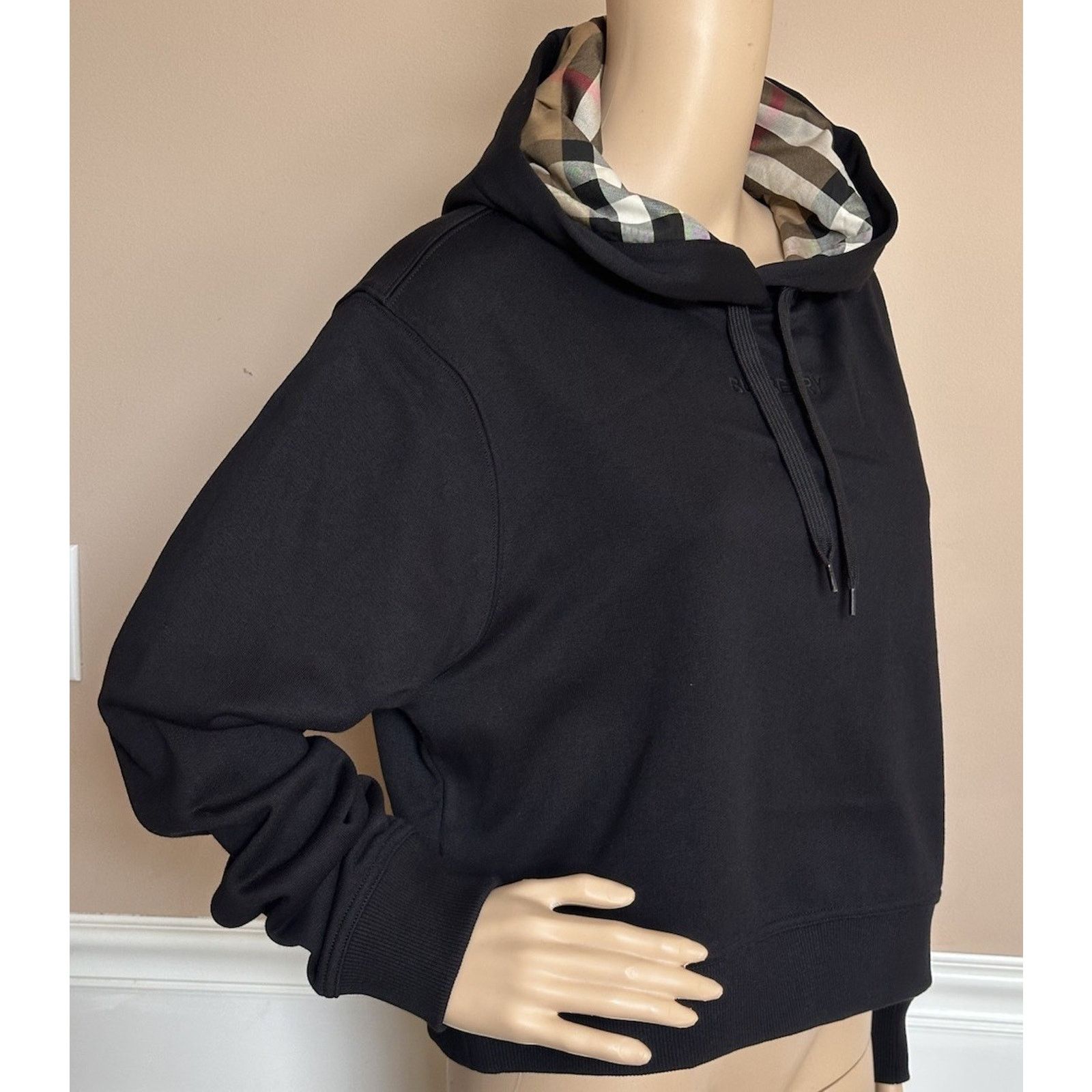 Burberry Burberry Talley Checked Sweatshirt Hoodie Black M 8084391 Size M / US 6-8 / IT 42-44 - 2 Thumbnail