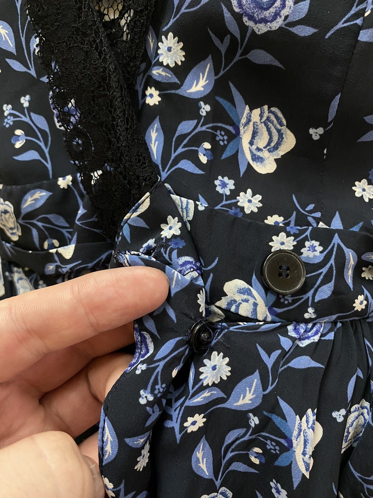 Sandro Sandro Womens Floral Blue Playsuit Size 36 Size XS / US 0-2 / IT 36-38 - 10 Thumbnail